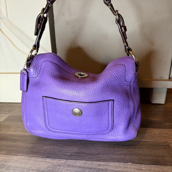 Coach Handbags - Coach Purple Pebble Leather Shoulder Bag Handbag Purse